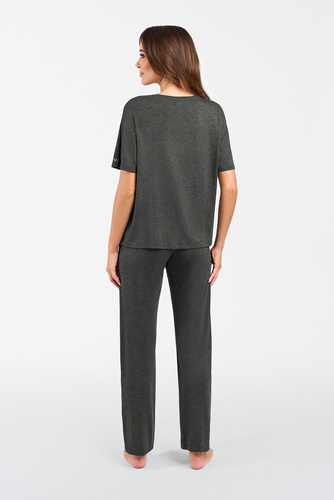 Akord Ladies set cu mânecă scurtă, pantaloni lungi Italian Fashion - dark melange