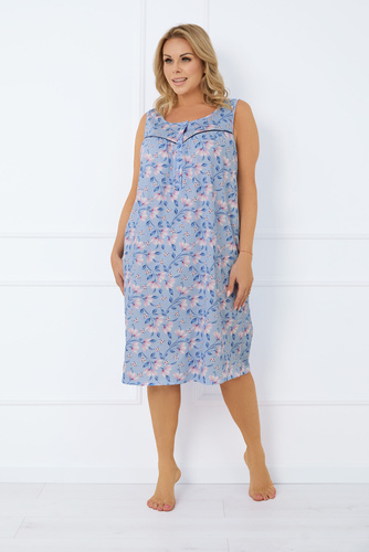 Cămașă de noapte Facelia descheiată, cu curea largă Modă italiană - print