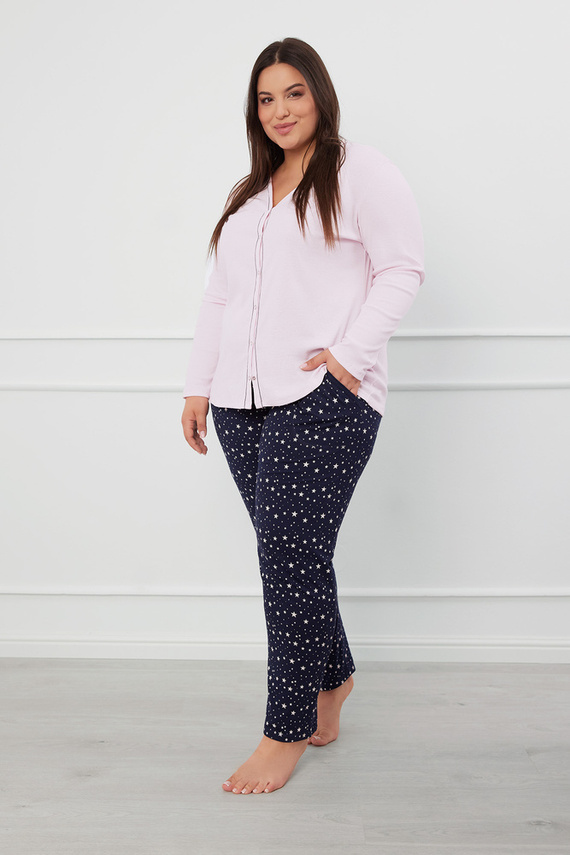 Libra Pijama de damă cu mânecă lungă și pantaloni Italian Fashion - roz/print 