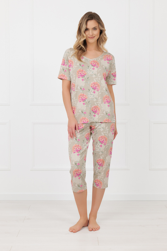 Pijama damă HARMONIA Italian Fashion mânecă scurtă pantaloni 3/4 vâscoză