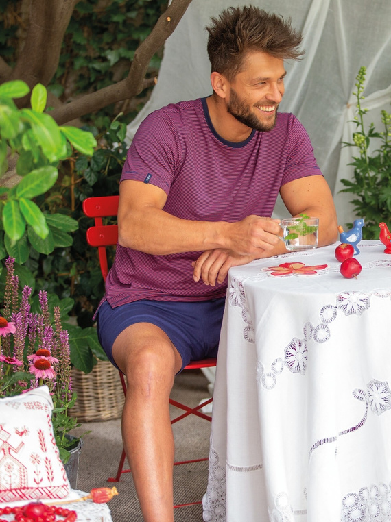 Pijama bărbați bambus Key MNS 319 bleumarin scurtă confortabilă