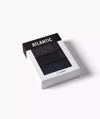 Chiloți bărbați Atlantic 3MP-221 A3 3-pachet – bumbac grafit/negru/indigo