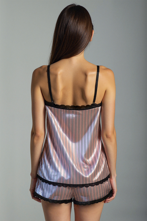 Pijamale scurte Donna Pierre Cardin – satin, roz, cu bretele