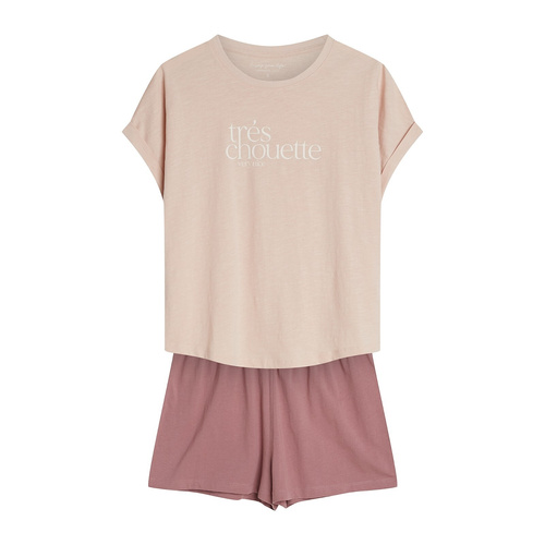 Pijamale dama 44487 Emela Henderson – Bumbac de calitate, mânecă scurtă, șorturi, talie reglabilă