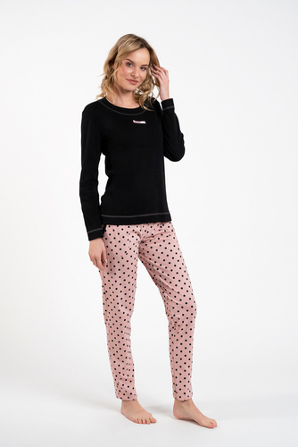 Bonilla Pijama pentru femei cu mânecă lungă, pantaloni lungi Italian Fashion negru/print