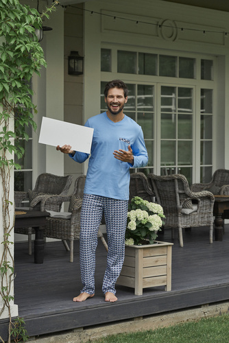 Jaromir Bărbați cu mânecă lungă, pantaloni lungi Italian Fashion - albastru/print