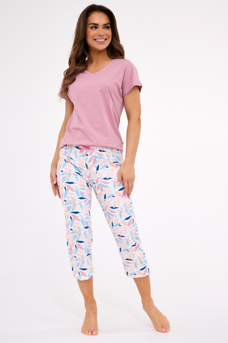 372/450 Louisa Cornette – pijamale de damă din bumbac, mâneci scurte, pantaloni 3/4