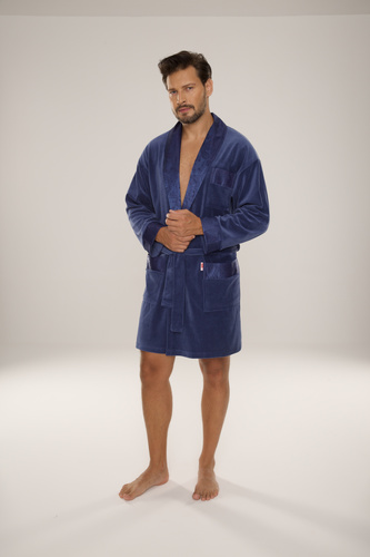 866 Noble Halat de baie de catifea De Lafense pentru bărbați - scurt, elegant, bumbac - denim