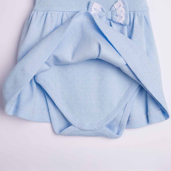 224035 Nicol Rochie-body pentru fete, albastru, 100% bumbac, ajurat