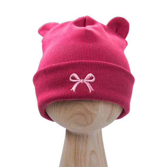 Căciulă pentru copii Fluffy Tails Eevi – Vișinie, Bumbac, cu Urechi