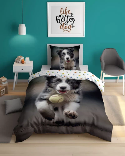 5410 A Puppy Lenjerie de pat din bumbac care strălucește în întuneric Detexpol