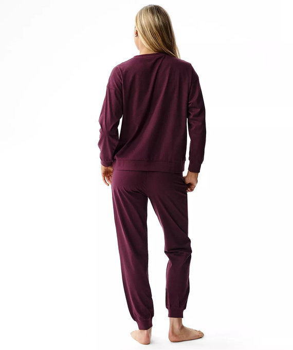 Atlantic NLP-517 Pijamale damă lungi 100% bumbac cu manșete culoare vin