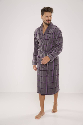 803 / 819 Halat de baie pentru bărbați Twin Forex - gri cu carouri mov (gri cu carouri)