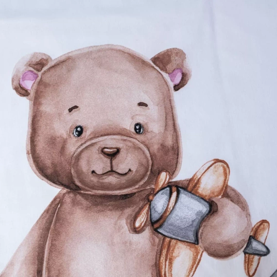 Lenjerie de pat din bumbac Teddy Bear moon Jerry Fabrics, alb/gri