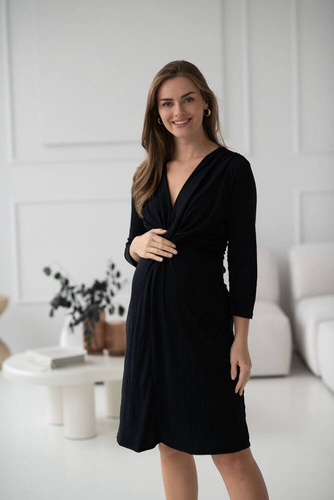Rochie Loop de maternitate si alaptare, maneca 7/8, Milk&Love, neagra