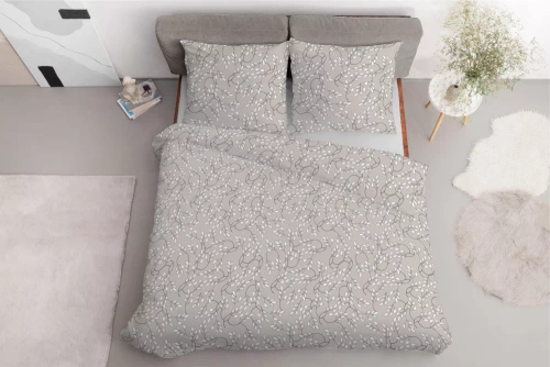 5217 B Lenjerie de pat din satin, frunze fine, bej Detexpol