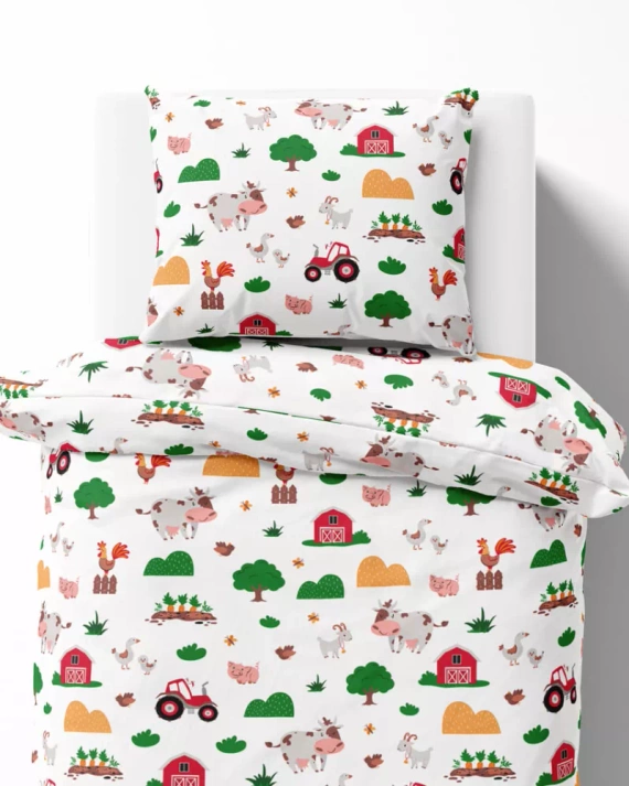 5439 A Wesoła Farma Mała Lenjerie de pat bumbac pentru copii Detexpol alb