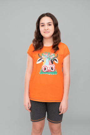 Blonde Pijama pentru fete Italian Fashion - portocaliu/albastru închis melange