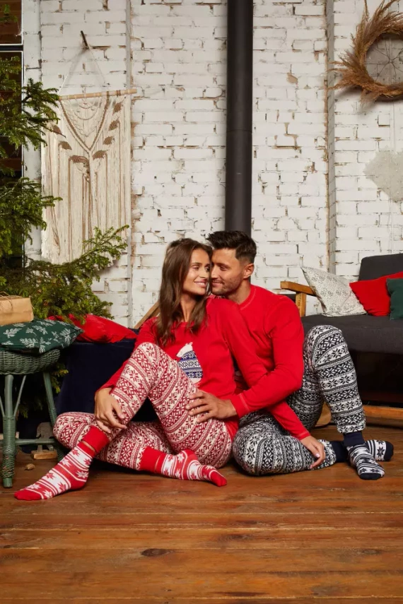 Arktyka Pijama de damă cu mânecă lungă, pantaloni lungi Italian Fashion - roșu/print