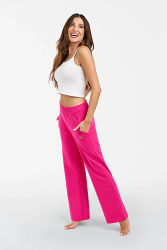 Alta Pantaloni de damă Italian Fashion - fucsia