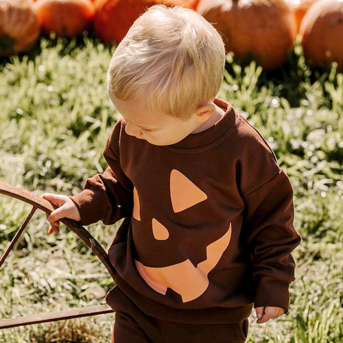 Trening pentru copii Eevi Halloween maro - set călduros, hanorac și pantaloni