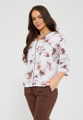 Pijamale damă Cornette Simone 162/498 bumbac nasturi mâneci 3/4 7/8