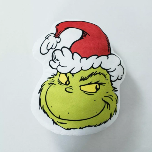 Poduszeczka Grinch Jerry Fabrics 36x29 cm, biała z zielonym, miękka przytulanka