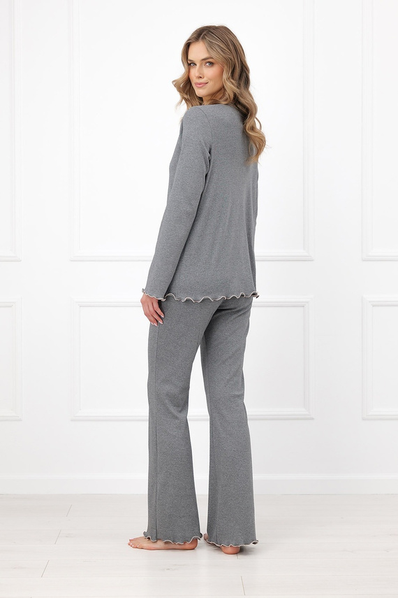 Pijamale damă Italian Fashion Jaśmina 100% bumbac dantelă pantaloni evazați