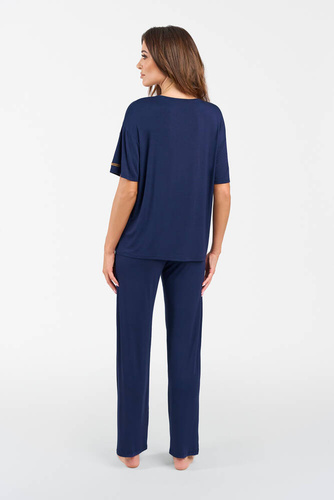 Akord Ladies set cu mânecă scurtă, pantaloni lungi Italian Fashion - albastru marin 