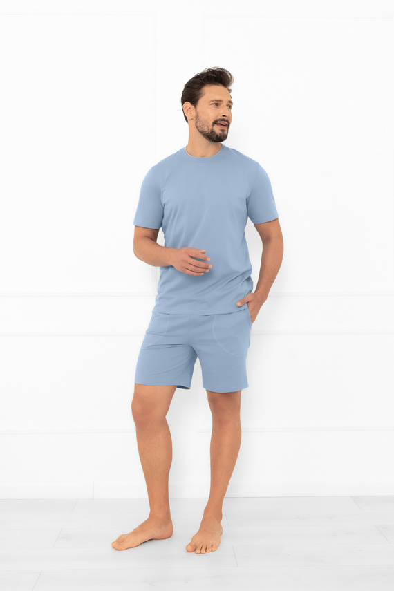 Krystian Italian Fashion pijama pentru bărbați din oțel - bumbac, tricou și pantaloni scurți