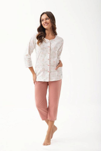 668 Luna pijamale damă cu fermoar - scorțișoară mentă