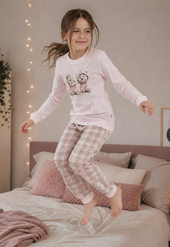 Pijamale pentru fete Cornette 594/202 592/202 Be My Friend, 100% bumbac, mânecă lungă