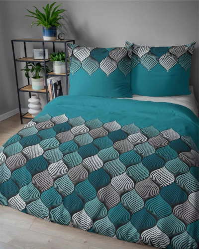 5226 A Lenjerie de pat din satin Mozaic oriental Detexpol turcoaz