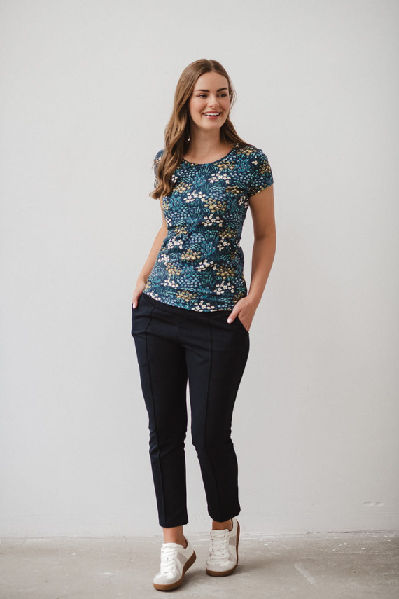 Cămașă Milk Bluză pentru alăptare și maternitate cu mâneci scurte Milk&Love meadow pe bleumarin