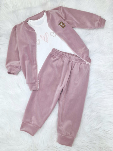 Body pentru bebelusi cu trei inimi Bambarillo ecru - bumbac, tricot elastic, perfect pentru treningul "URSUL"