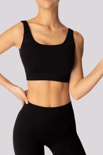 Sutien sport Mona cu nervuri, negru