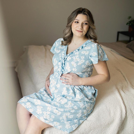 Cămașă de noapte Linda Maternitate pentru hrănirea Eevi - albastră