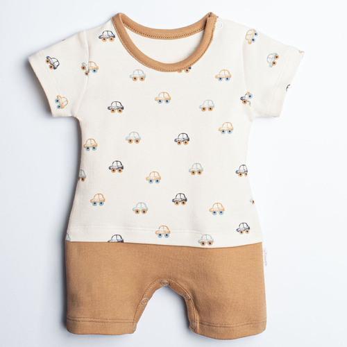 Nicol Olo 221153 salopetă băieți cu mașinuțe 100% bumbac caramel