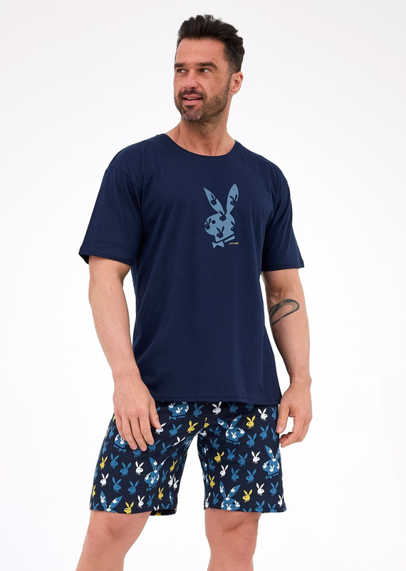 Pijamale pentru bărbați Cornette 326/318 Bunnies - Set de pijamale bleumarin cu pantaloni scurți