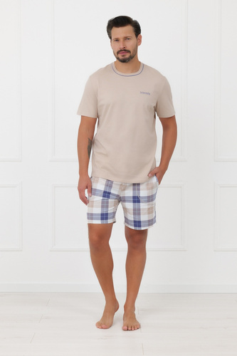 Pijama bărbat Juno Italian Fashion 100% bumbac mânecă scurtă șort