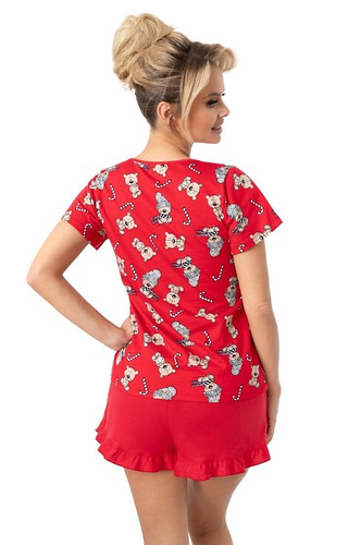Pijamale pentru femei Bear Short Donna - Bumbac, Crăciun, cu volane