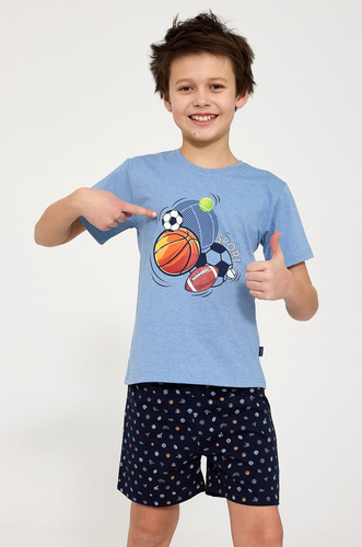 Pijama băieți Cornette Young Boy 790/126 Sport din bumbac albastră