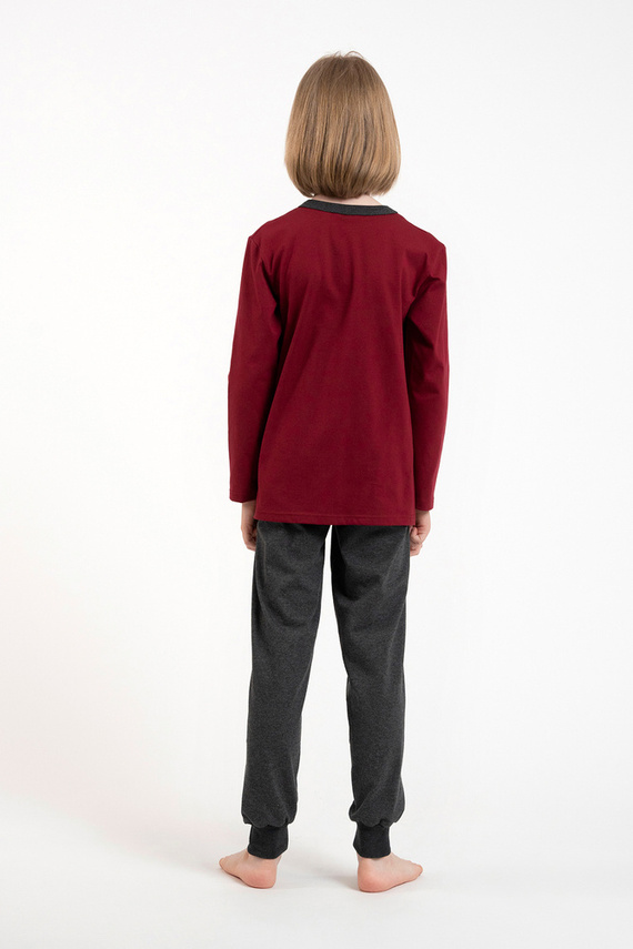 Morten Pijama pentru băieți Italian Fashion burgundy/c.melange