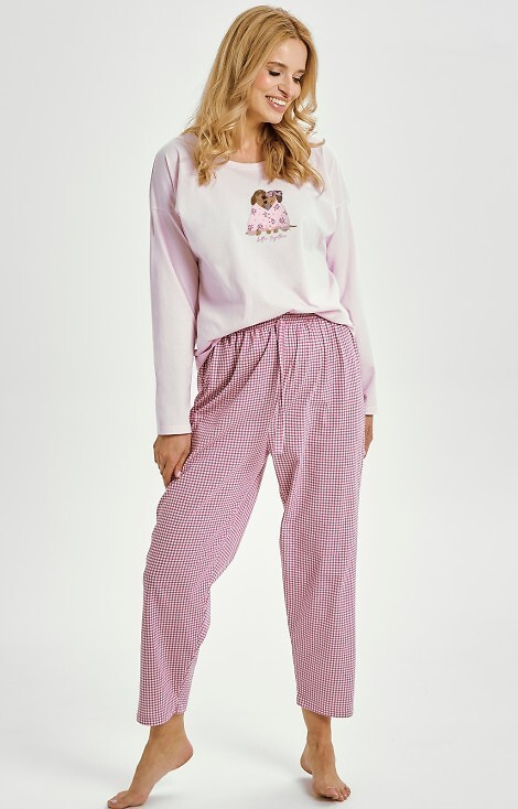 3434 Pijamale dama Elisa Taro – 100% bumbac, maneci lungi, imprimeu caine