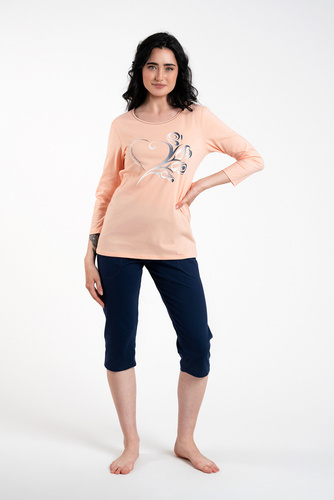 Arietta Pijama de damă cu mâneci 3/4 și pantaloni 3/4 Italian Fashion - somon 