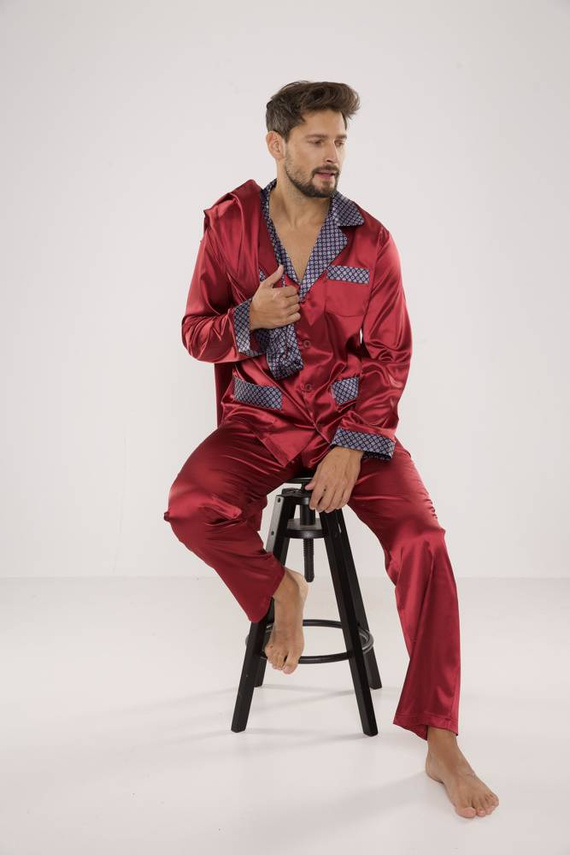 939 Pijama bărbătească Satin Maroon