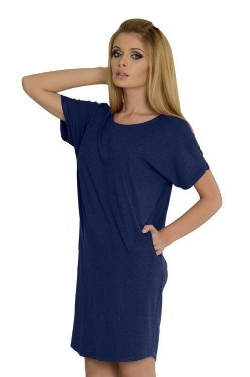 523 Paula cămașă de noapte kr. manșon - albastru marin