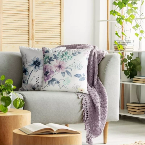 Față pernă 45x45 Mink 32 Eurofirany catifea flori decorativă