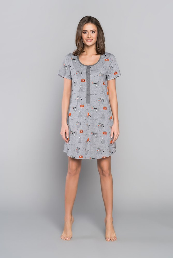 Orso Cămașă de noapte descheiată, cu mânecă scurtă, cu imprimeu Italian Fashion - roz