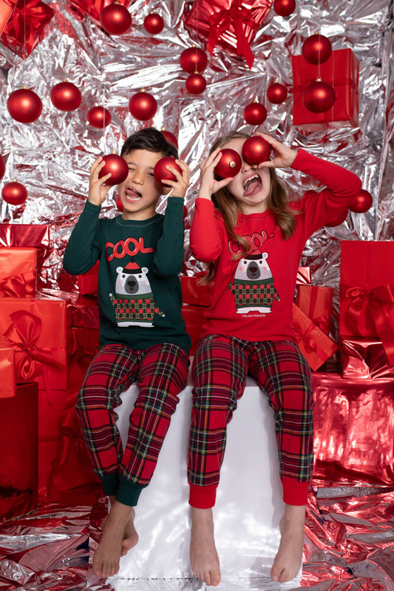 Pijama pentru copii Tess Italian Fashion - roșu/print